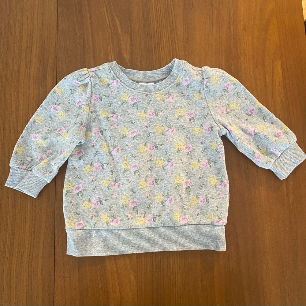 Janie & Jack Floral Gray Kids Sweatshirt